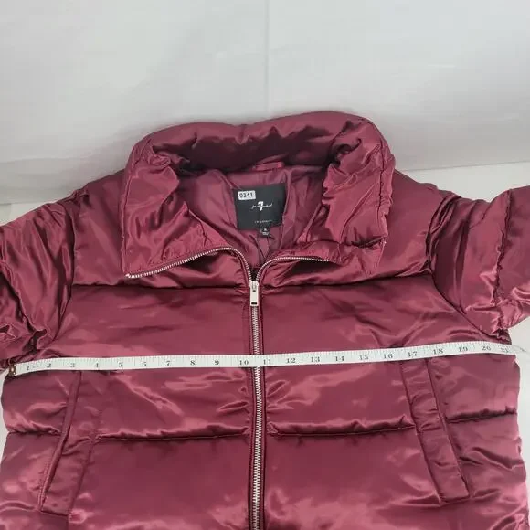 7 For All Mankind Women's Lined Puffer Jacket Coat Red  Small New - Picture 11 of 11